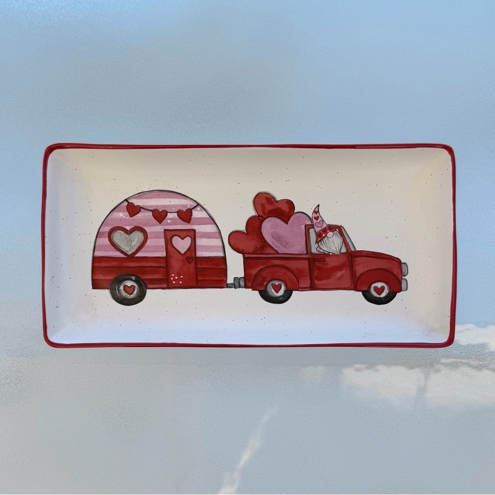 Sheffield Home Valentine Camping Gnome Rectangle Ceramic Serving Tray